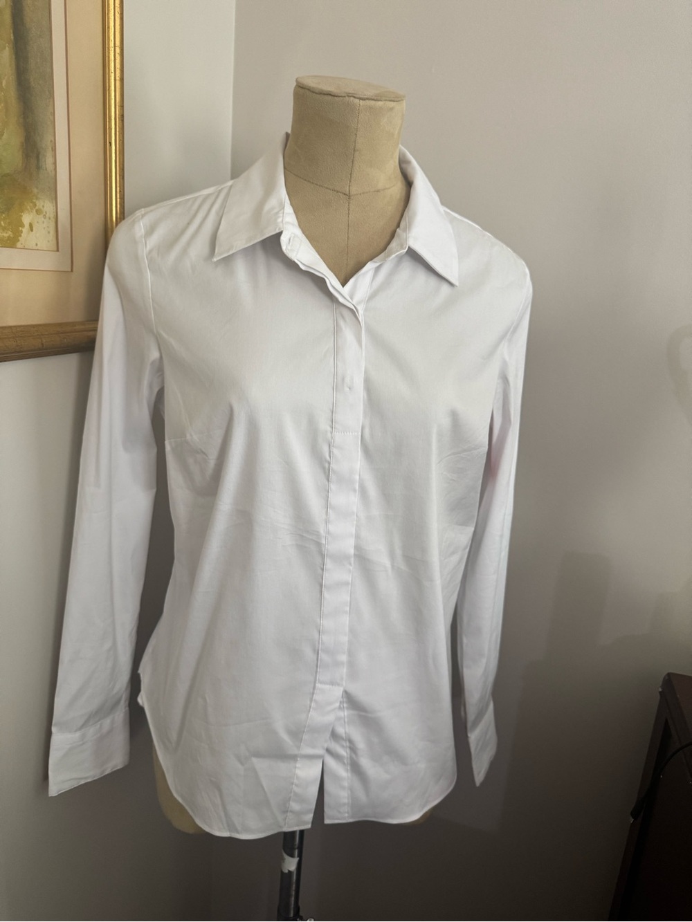 SPANX White No Gape Cotton/Nylon/Elastane Shirt Size Medium - Picture 5 of 13